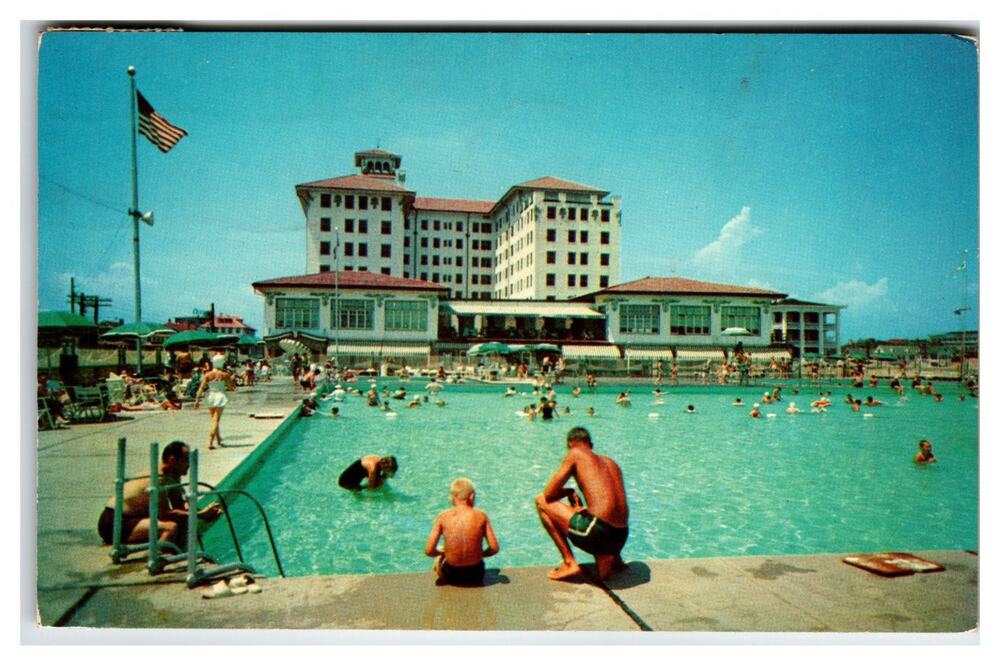 Hotel Flanders Ocean City NJ 1960 Vintage Postcard Outdoor Pools Beach Resort